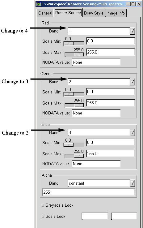 Change band combinations in open_EV