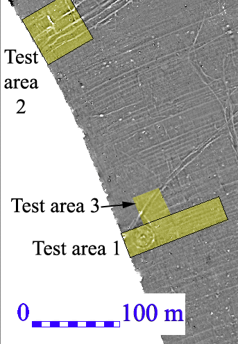 Site 073 location of test areas